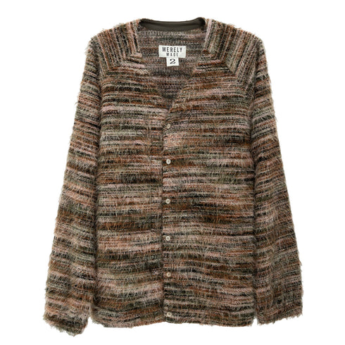 Merely Made Stripe Rainbow Mohair Cardigan Rainbow Green 24FMLKN265CG Degli Uberti